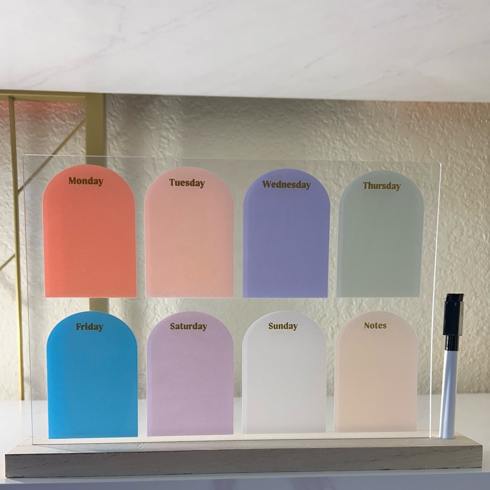 NEW Colorful Weekly Desktop Dry Erase Planner with Marker
